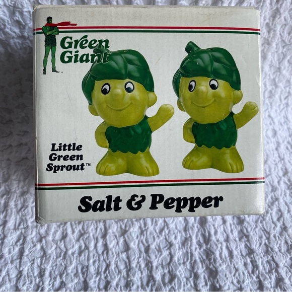 New deadstock Vintage Little Green Giant Salt And Pepper shaker set Green Giant - Picture 8 of 8
